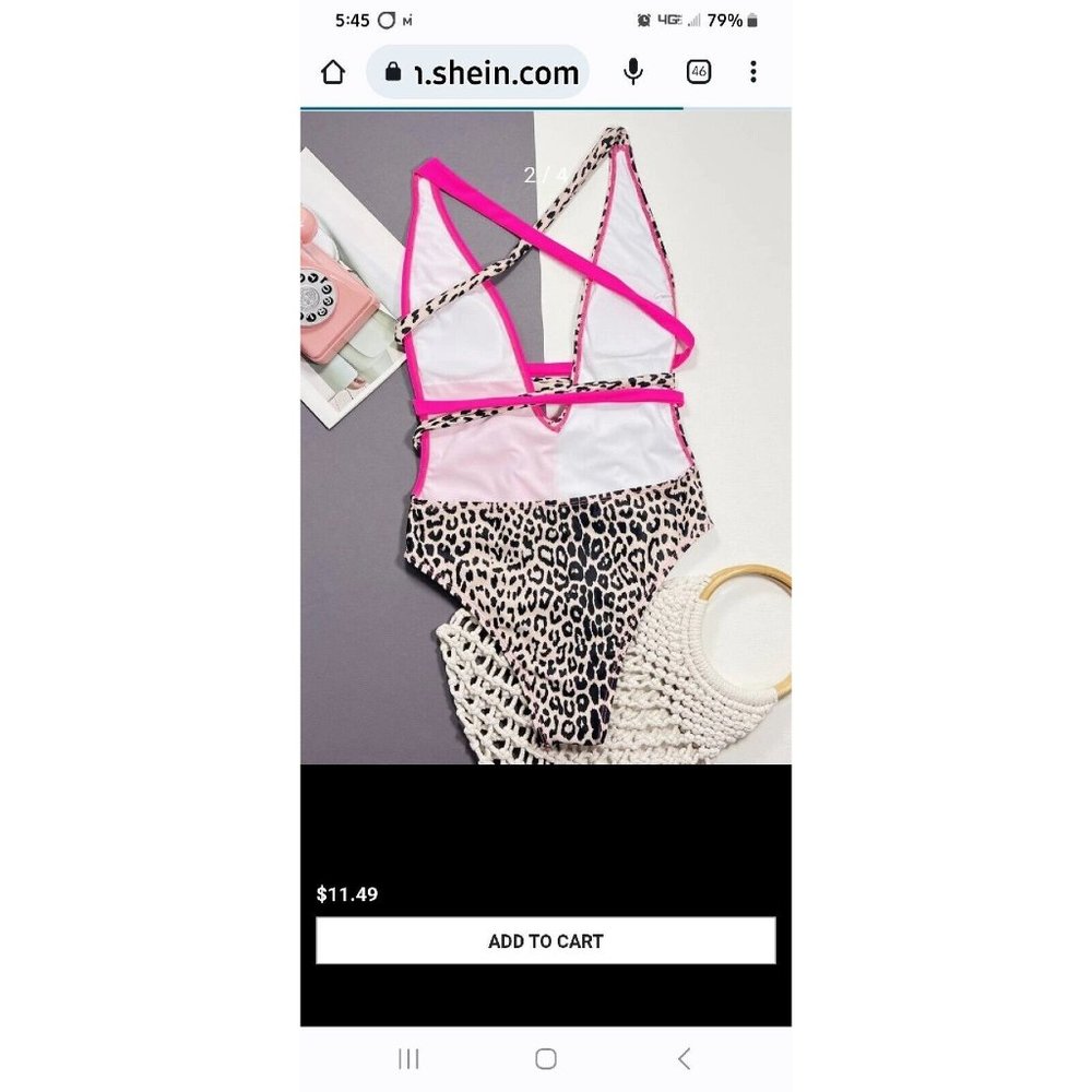SHEIN 1pc bright pink/leopard print swimsuit sz 2XL - Picture 2 of 10